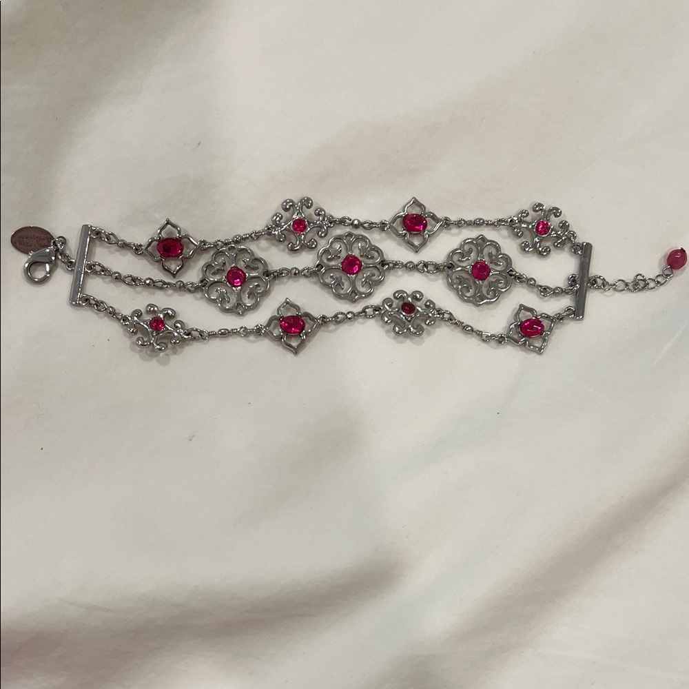 WHBM Elegant Silver and Pink Gemstone Bracelet